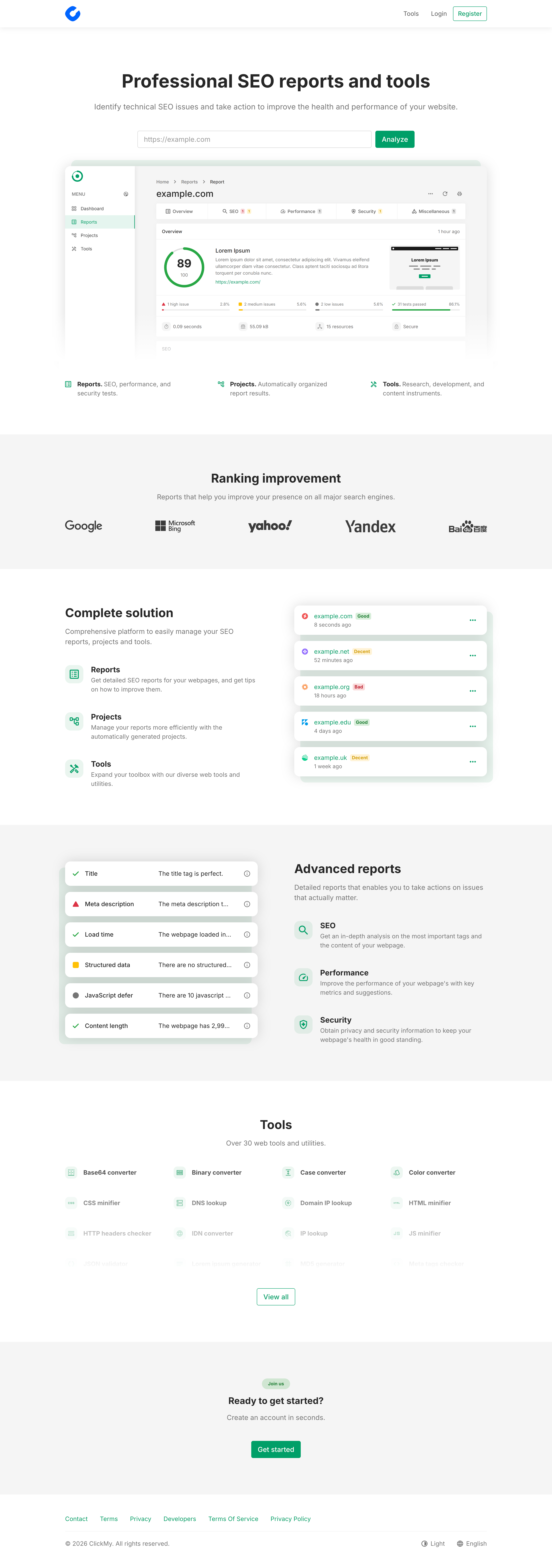 SEO Tools & Reports Platform
